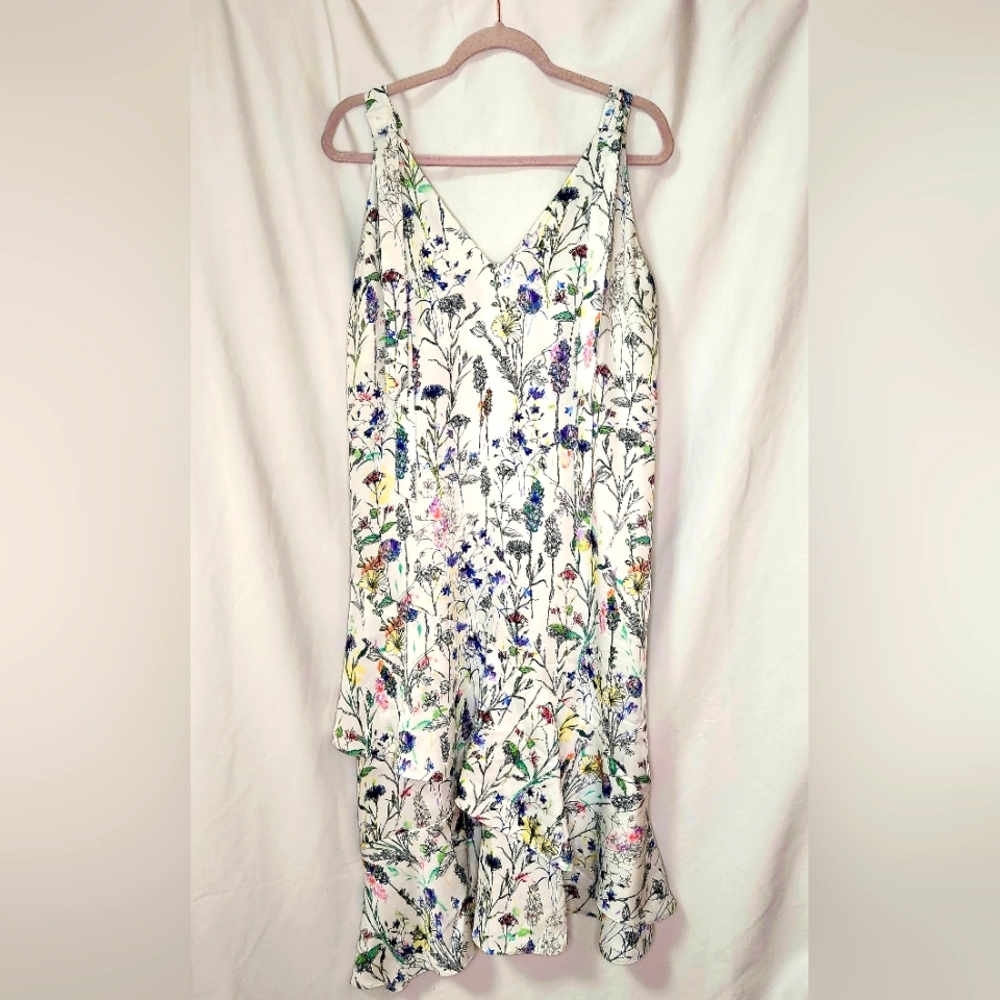 H&M Watercolor Floral Ruffled Slip Dress